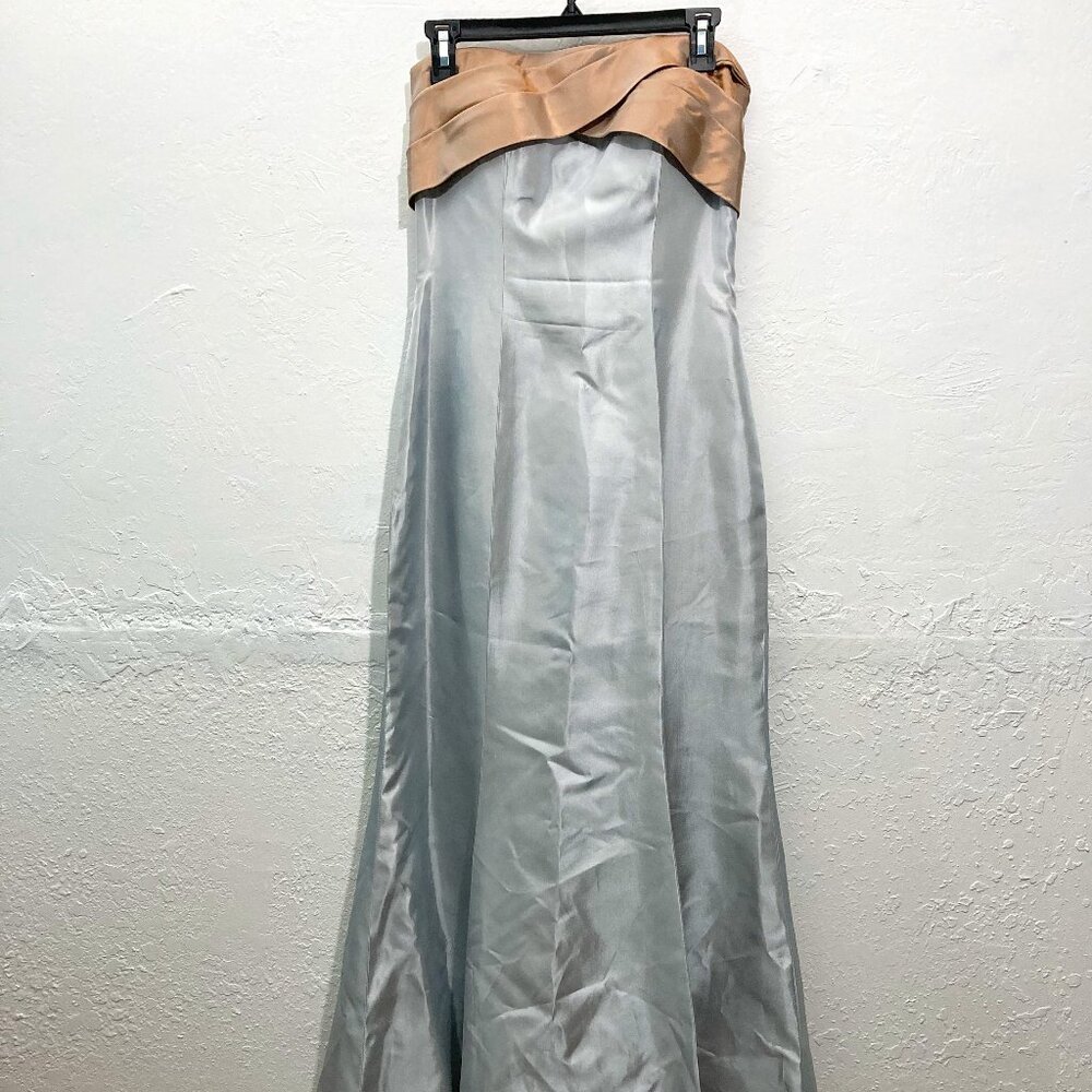 Paula Varsalona Maxi Long Dress Gown Strapless Bridesmaid Lined Sculping Satin 8